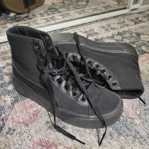 Puma Kaia platform high top sneakers, black, women's size 8